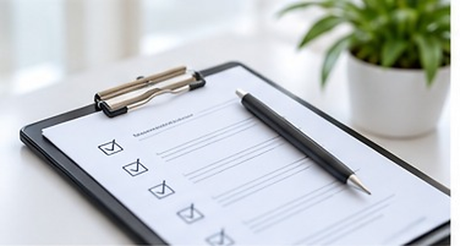 Checkliste und Stift zur Planung eines Website-Projekts
